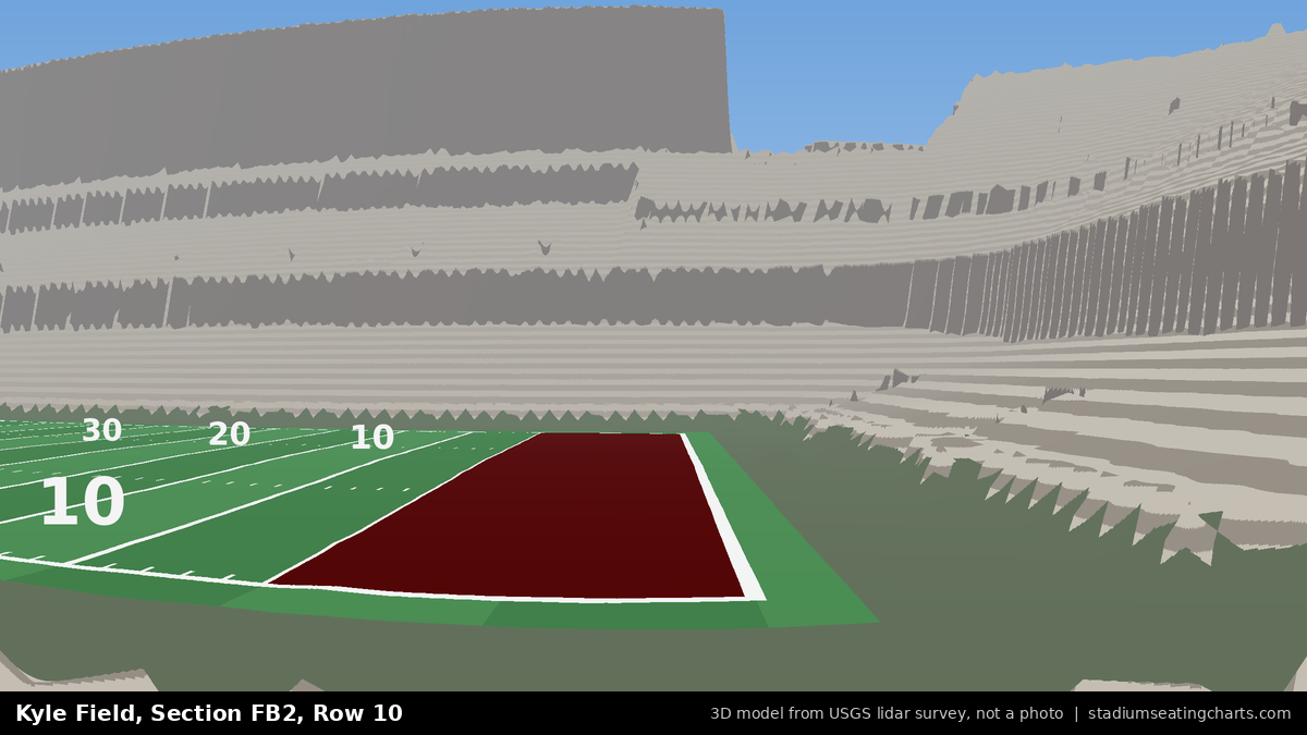 View from Kyle Field Field Box 2, Row 10, looking toward the field