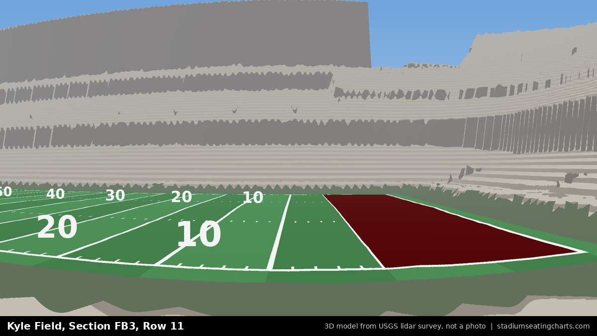View from Kyle Field Field Box 3, Row 11, looking toward the field