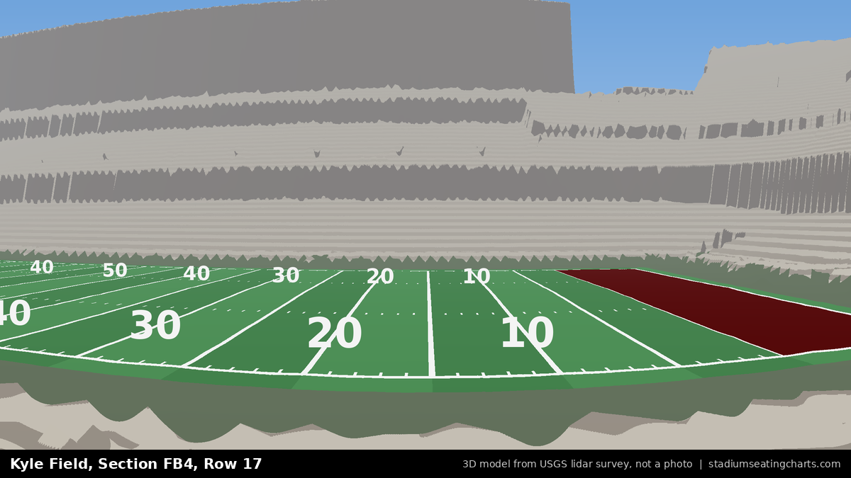 View from Kyle Field Field Box 4, Row 17, looking toward the field