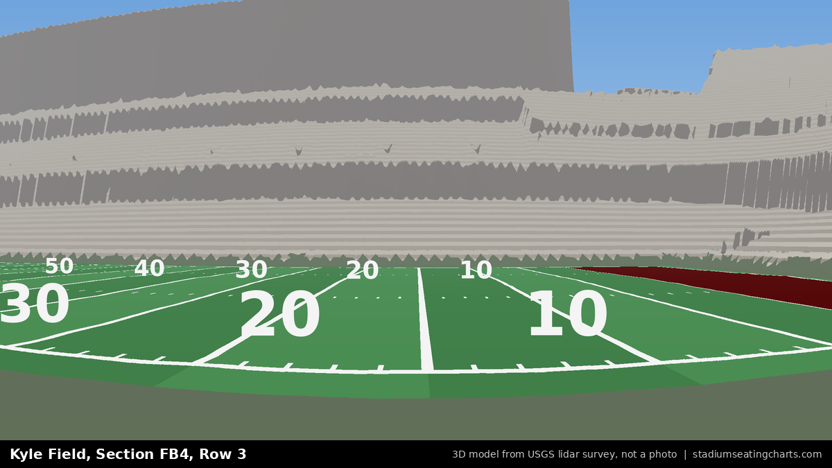 View from Kyle Field Field Box 4, Row 3, looking toward the field