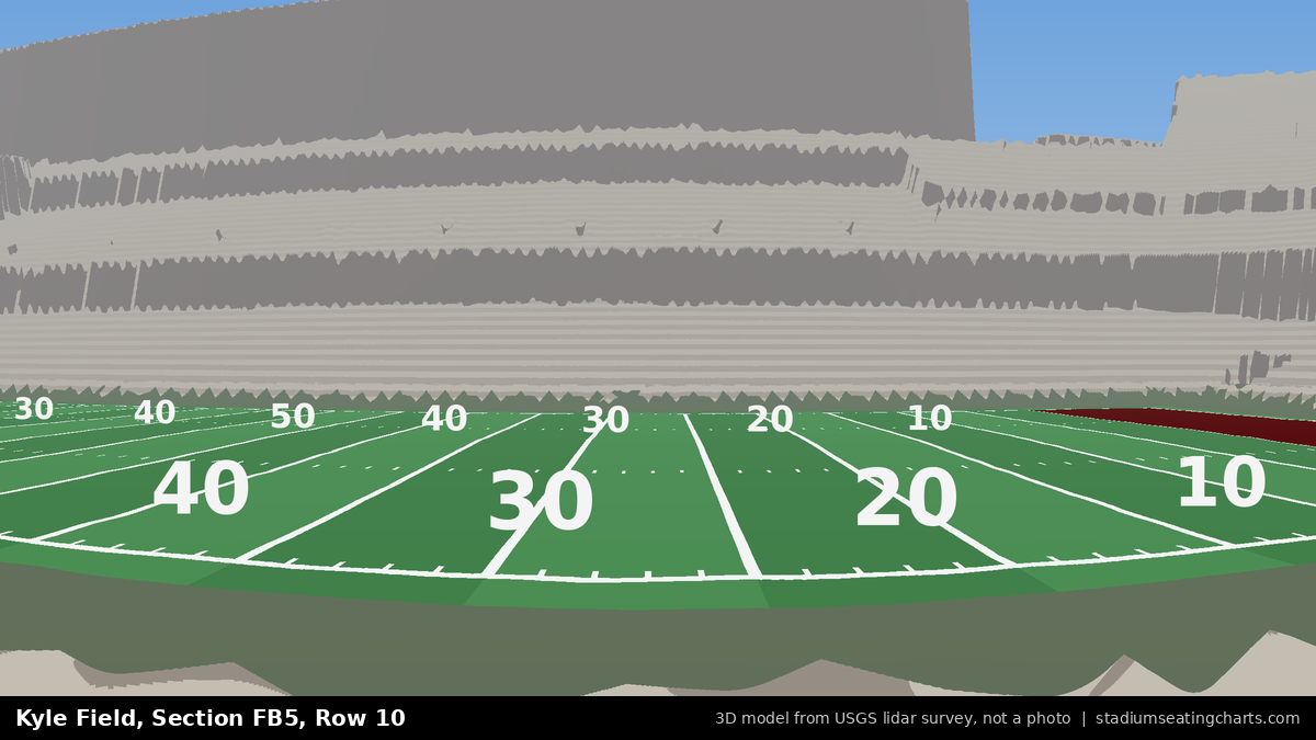 View from Kyle Field Field Box 5, Row 10, looking toward the field