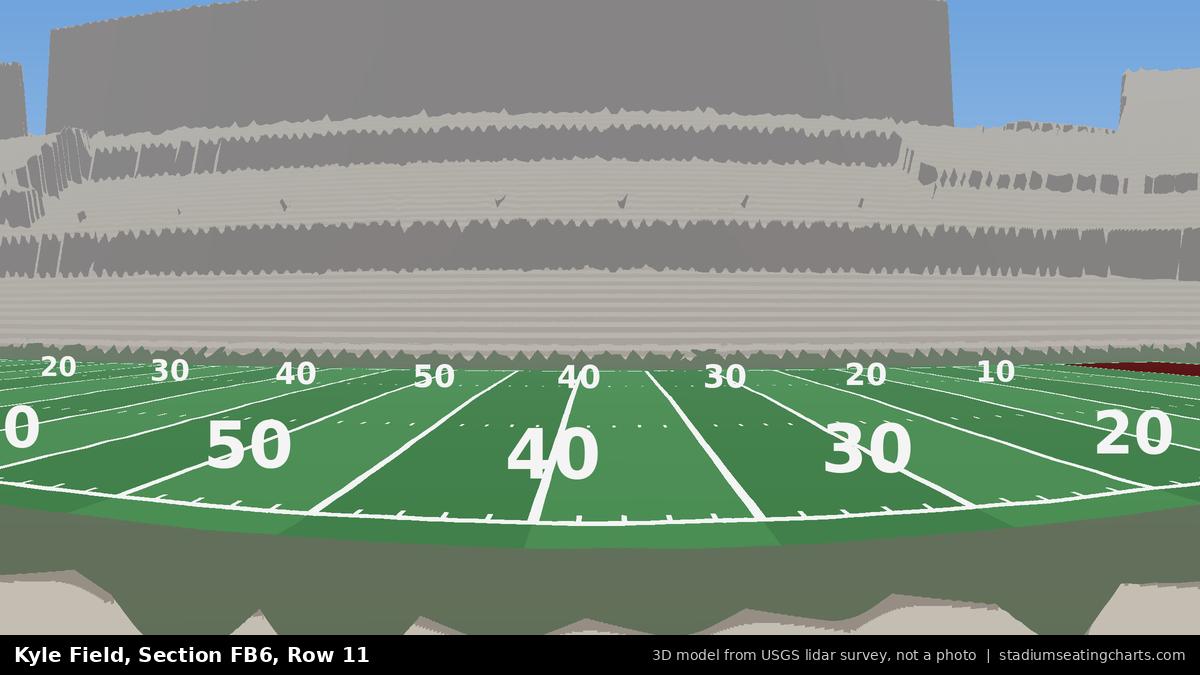 View from Kyle Field Field Box 6, Row 11, looking toward the field