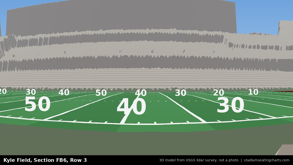 View from Kyle Field Field Box 6, Row 3, looking toward the field