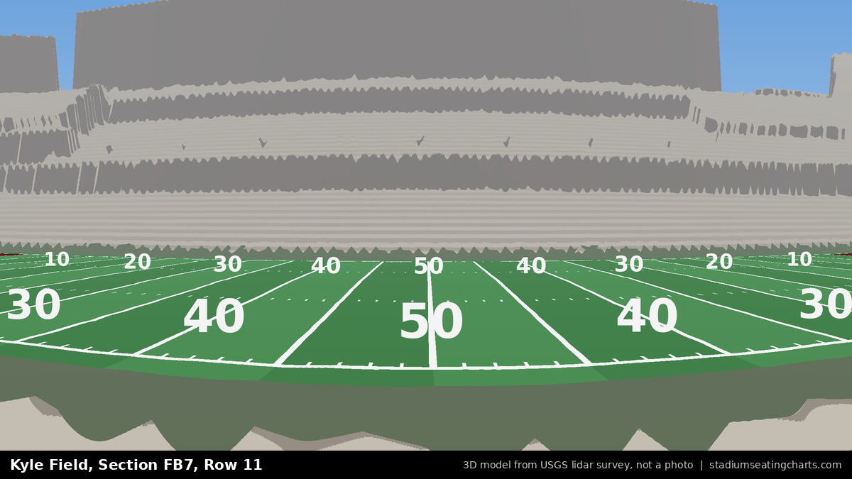 View from Kyle Field Field Box 7, Row 11, looking toward the field