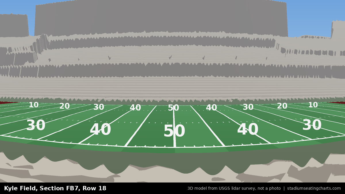 View from Kyle Field Field Box 7, Row 18, looking toward the field