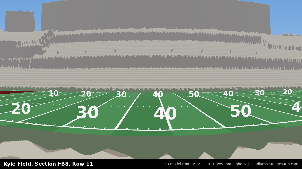View from Kyle Field Field Box 8, Row 11, looking toward the field