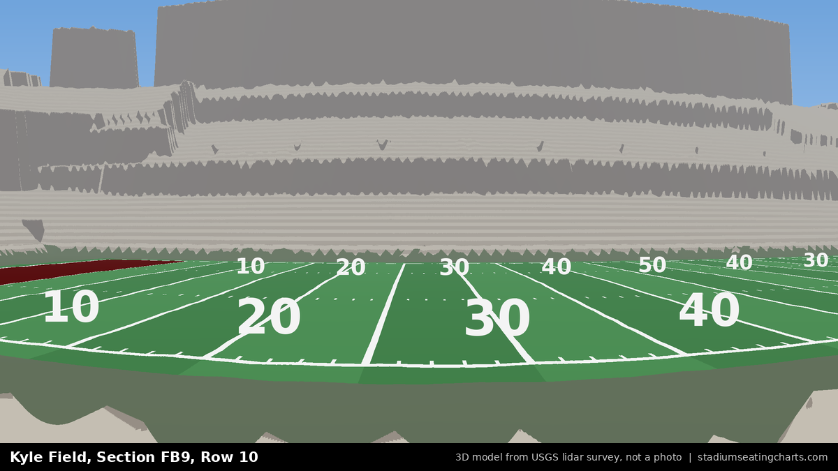 View from Kyle Field Field Box 9, Row 10, looking toward the field