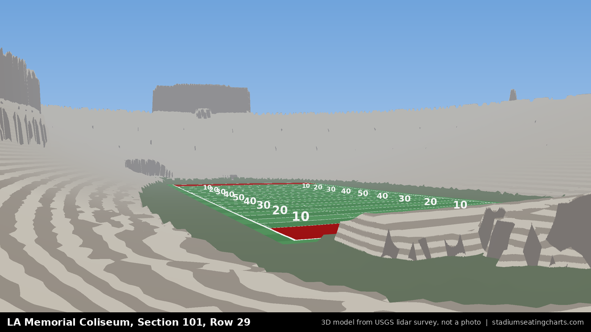 View from LA Memorial Coliseum Section 101, Row 29, looking toward the field