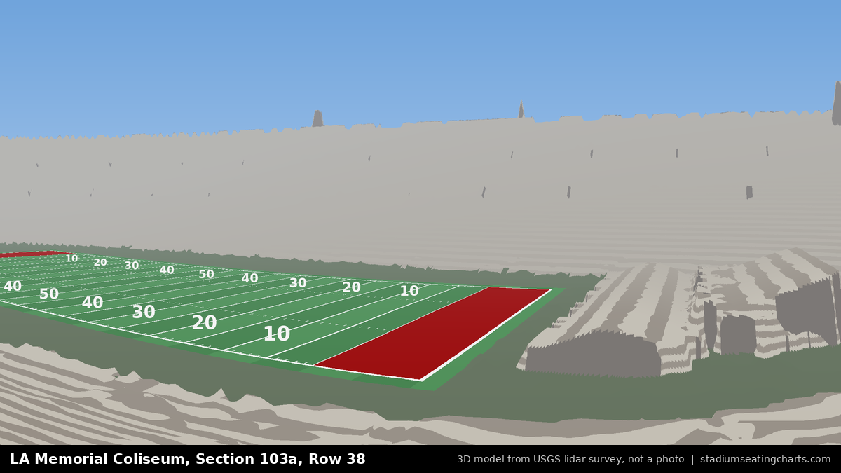 View from LA Memorial Coliseum Section 103A, Row 38, looking toward the field