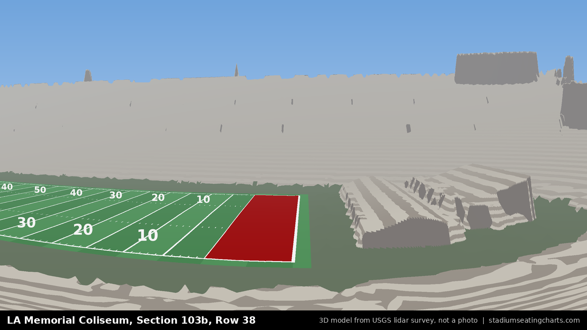 View from LA Memorial Coliseum Section 103B, Row 38, looking toward the field
