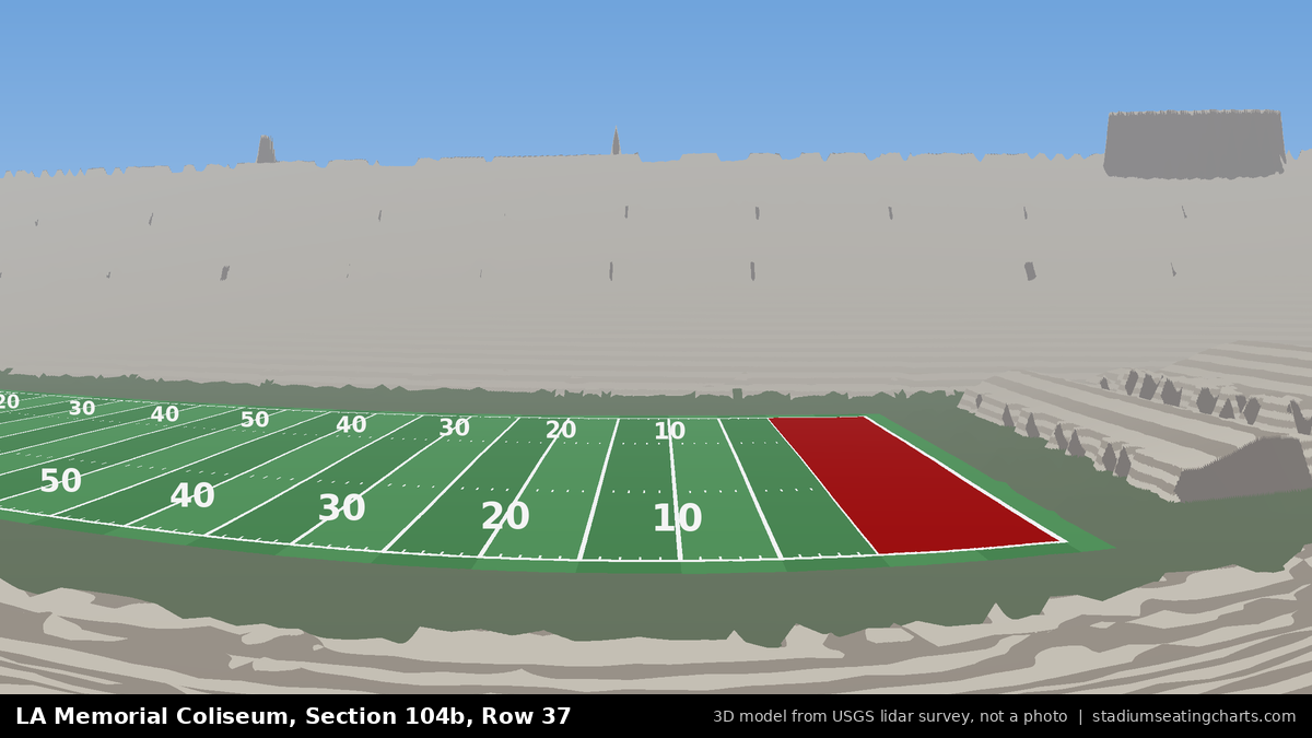 View from LA Memorial Coliseum Section 104B, Row 37, looking toward the field