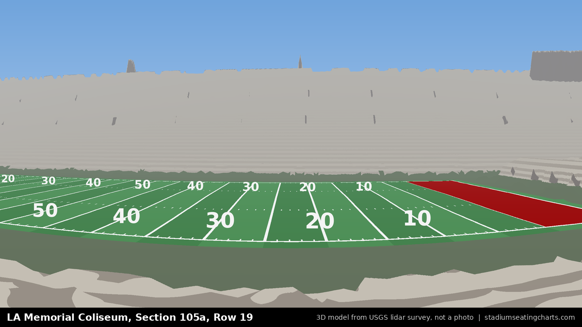 View from LA Memorial Coliseum Section 105A, Row 19, looking toward the field