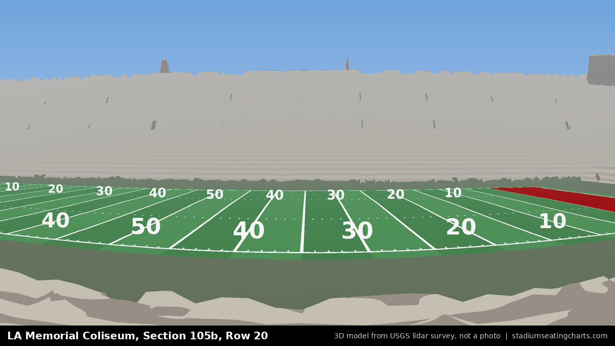 View from LA Memorial Coliseum Section 105B, Row 20, looking toward the field