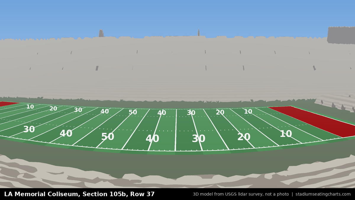 View from LA Memorial Coliseum Section 105B, Row 37, looking toward the field