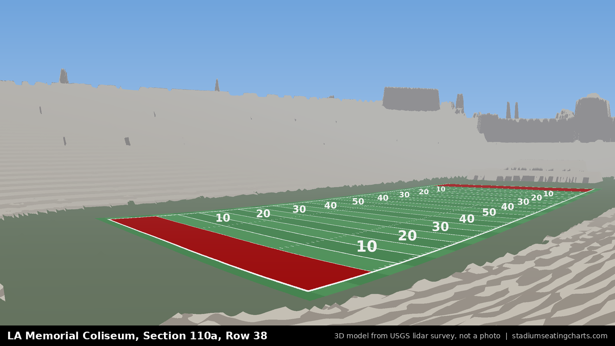 View from LA Memorial Coliseum Section 110A, Row 38, looking toward the field