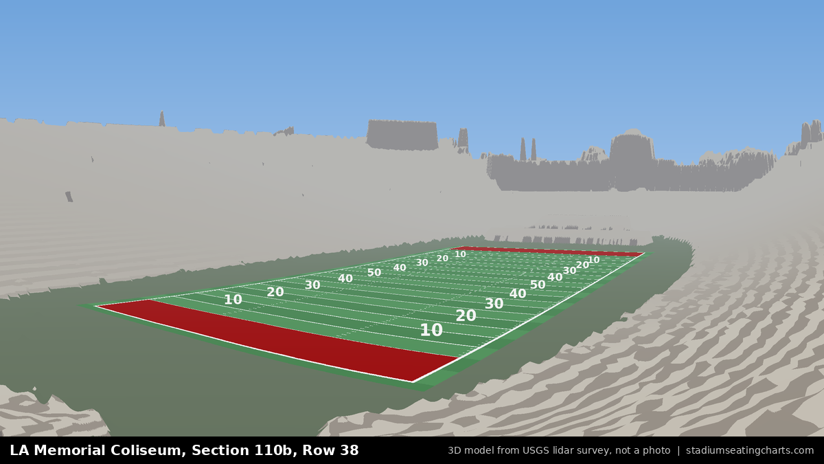 View from LA Memorial Coliseum Section 110B, Row 38, looking toward the field