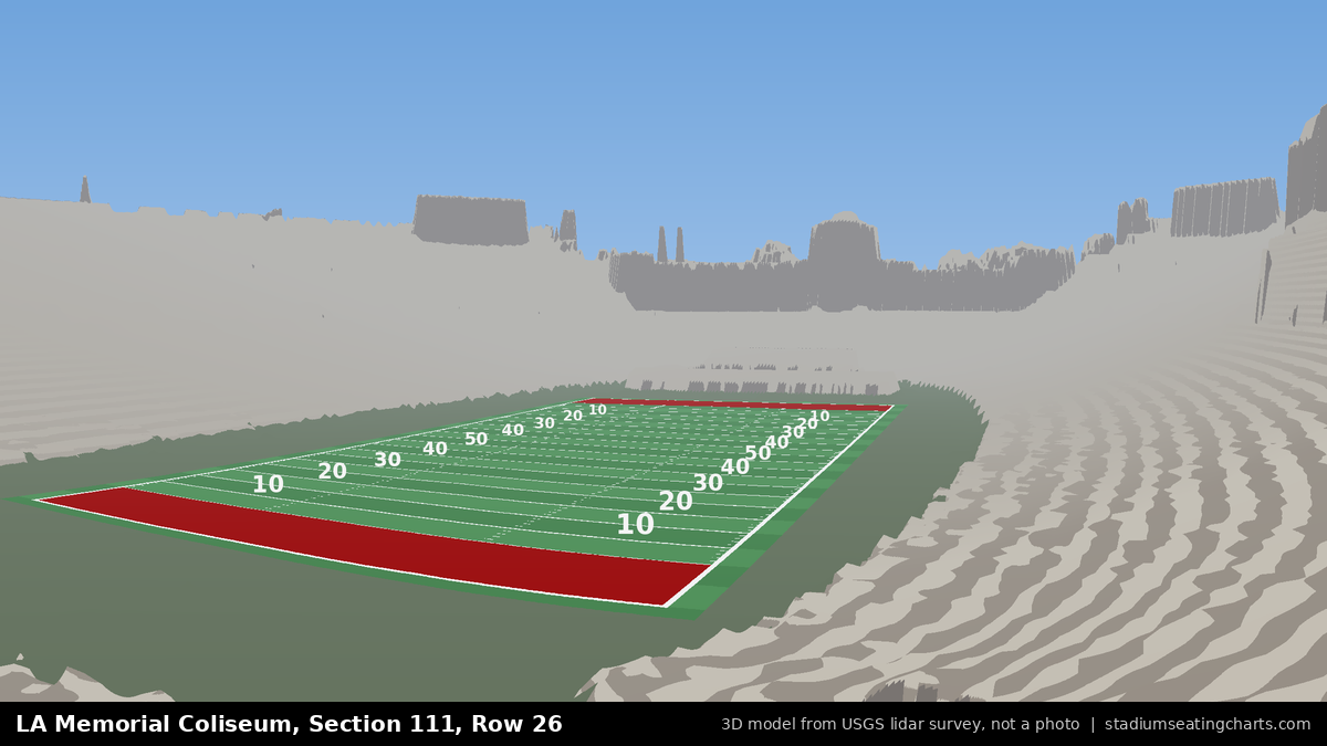 View from LA Memorial Coliseum Section 111, Row 26, looking toward the field