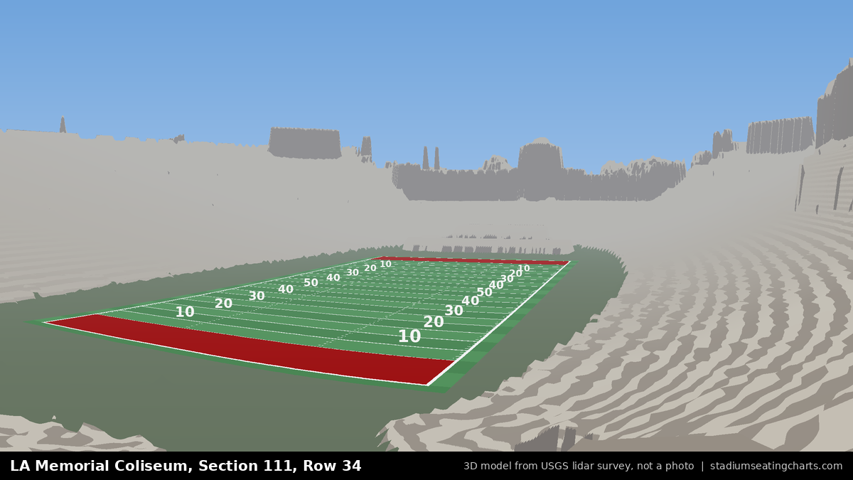 View from LA Memorial Coliseum Section 111, Row 34, looking toward the field