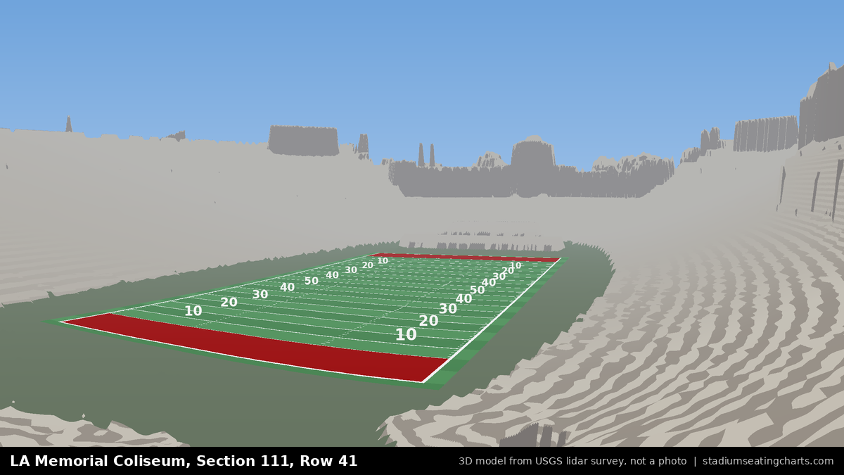 View from LA Memorial Coliseum Section 111, Row 41, looking toward the field