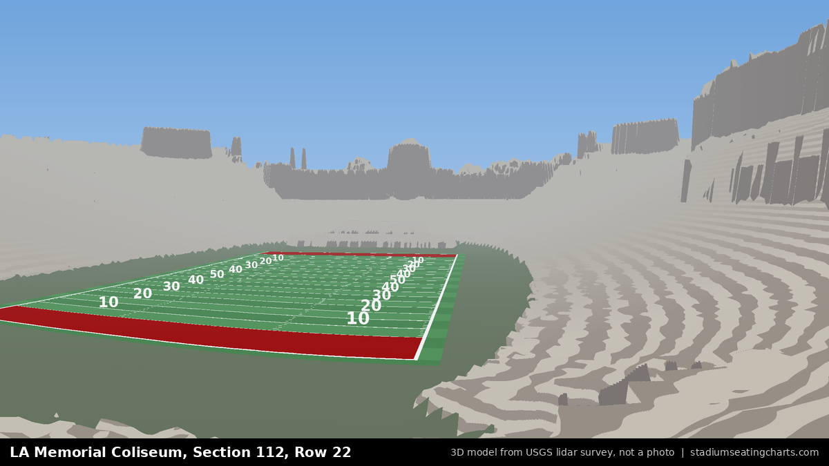 View from LA Memorial Coliseum Section 112, Row 22, looking toward the field