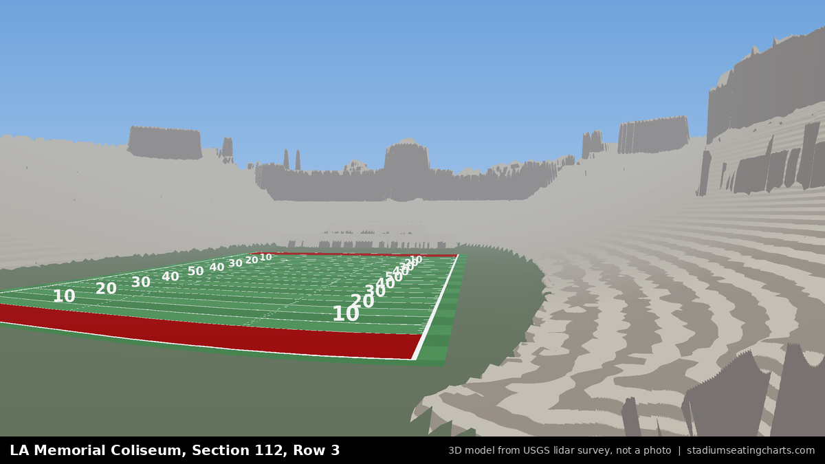 View from LA Memorial Coliseum Section 112, Row 3, looking toward the field