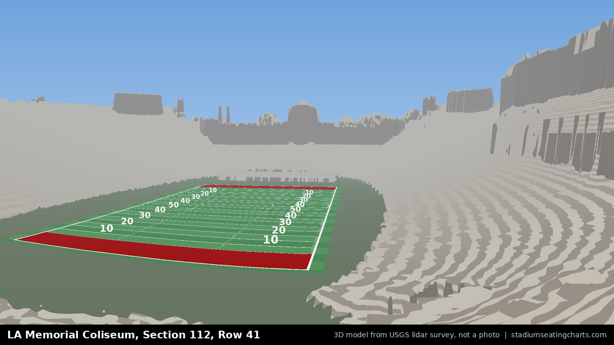 View from LA Memorial Coliseum Section 112, Row 41, looking toward the field