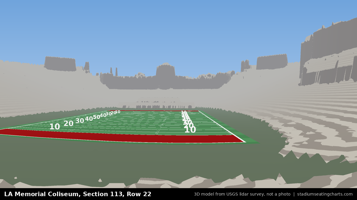 View from LA Memorial Coliseum Section 113, Row 22, looking toward the field