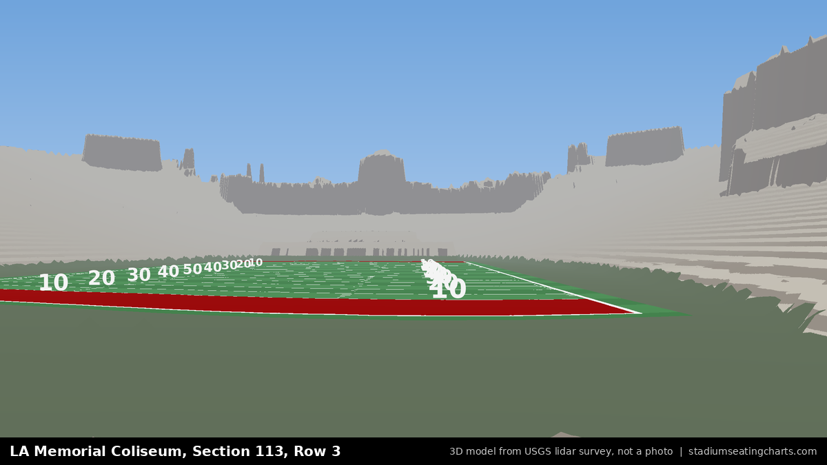 View from LA Memorial Coliseum Section 113, Row 3, looking toward the field