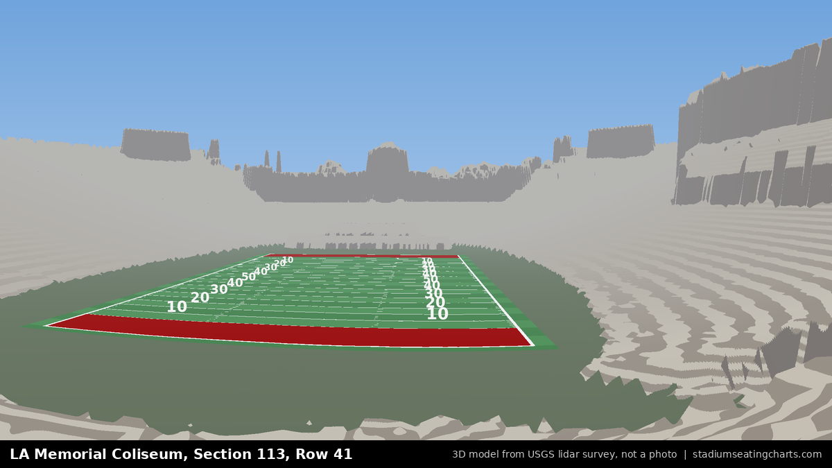 View from LA Memorial Coliseum Section 113, Row 41, looking toward the field