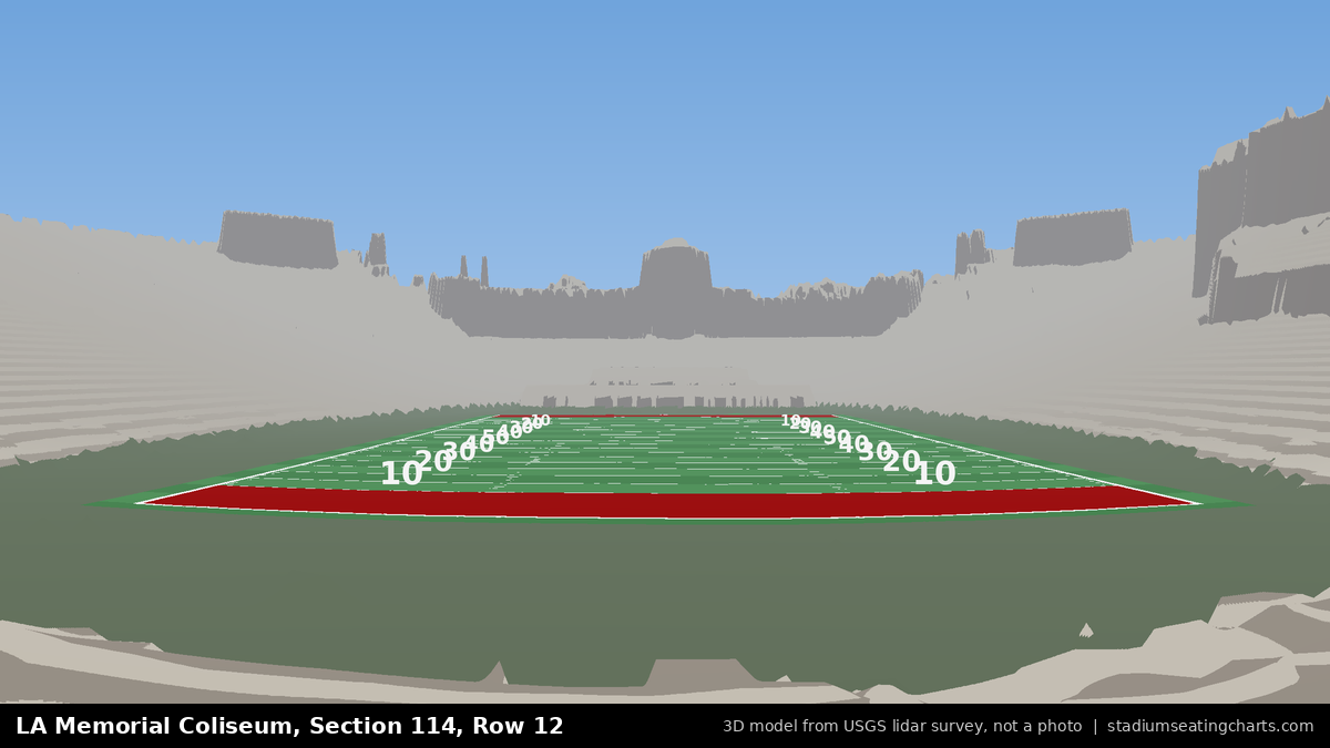 View from LA Memorial Coliseum Section 114, Row 12, looking toward the field