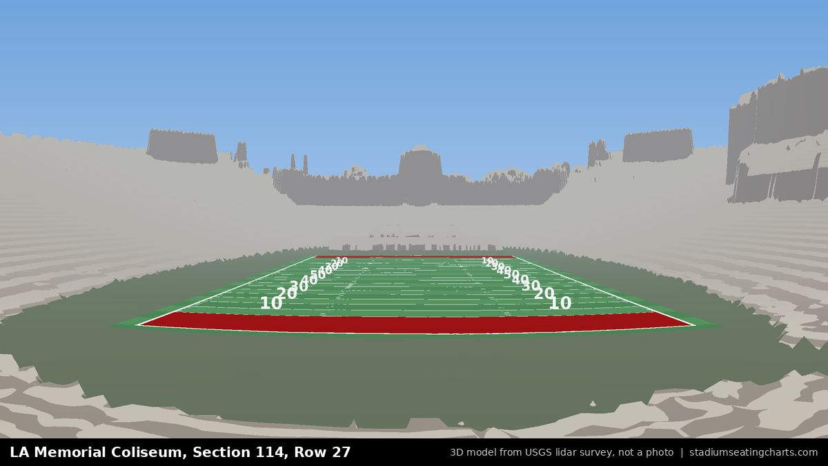 View from LA Memorial Coliseum Section 114, Row 27, looking toward the field