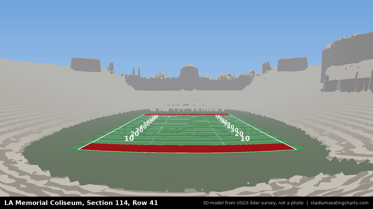 View from LA Memorial Coliseum Section 114, Row 41, looking toward the field