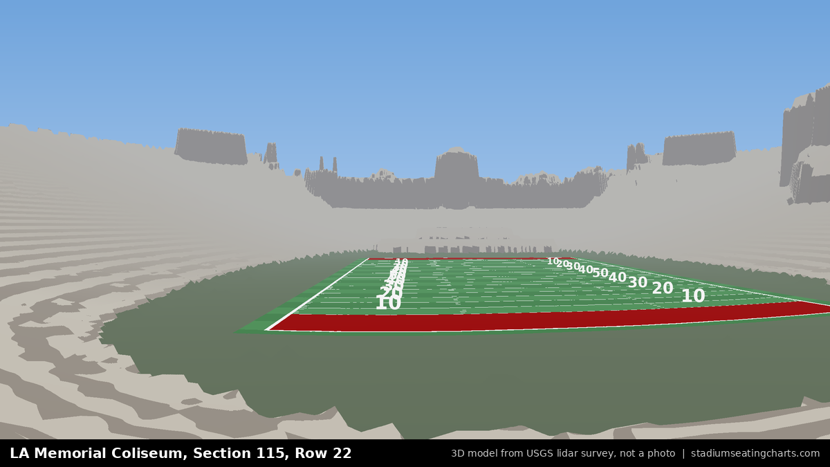 View from LA Memorial Coliseum Section 115, Row 22, looking toward the field