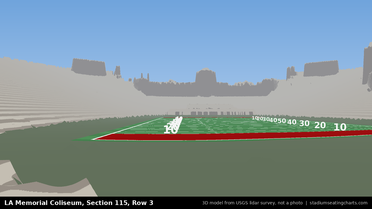 View from LA Memorial Coliseum Section 115, Row 3, looking toward the field