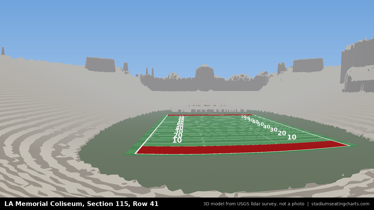 View from LA Memorial Coliseum Section 115, Row 41, looking toward the field