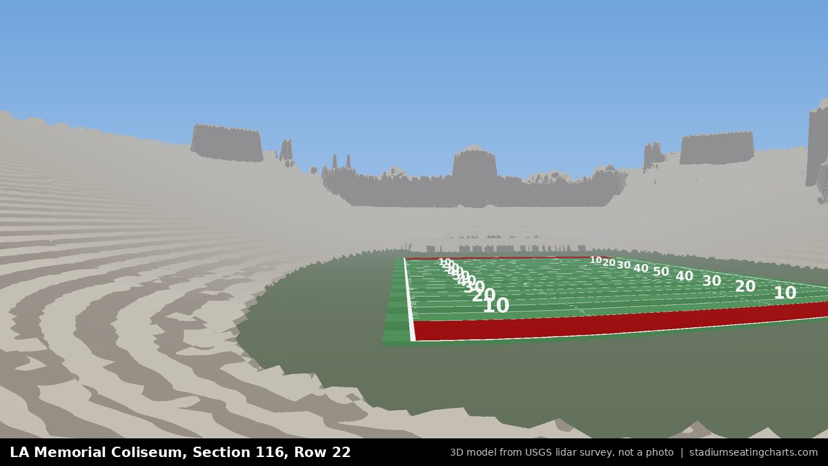 View from LA Memorial Coliseum Section 116, Row 22, looking toward the field