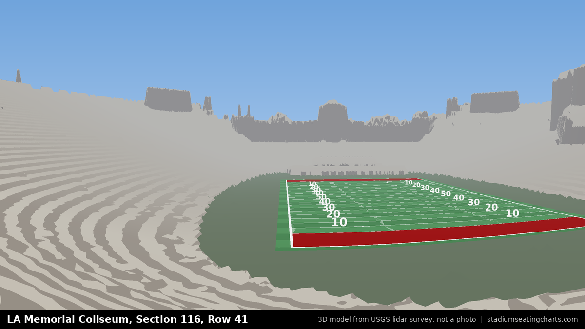 View from LA Memorial Coliseum Section 116, Row 41, looking toward the field