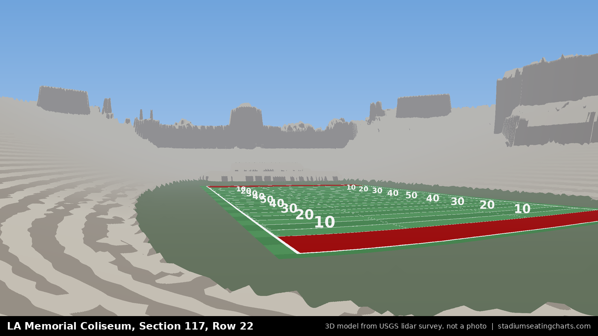 View from LA Memorial Coliseum Section 117, Row 22, looking toward the field