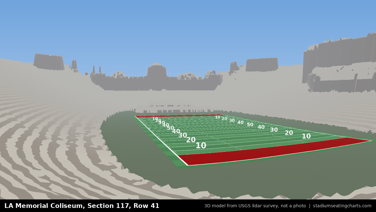 View from LA Memorial Coliseum Section 117, Row 41, looking toward the field