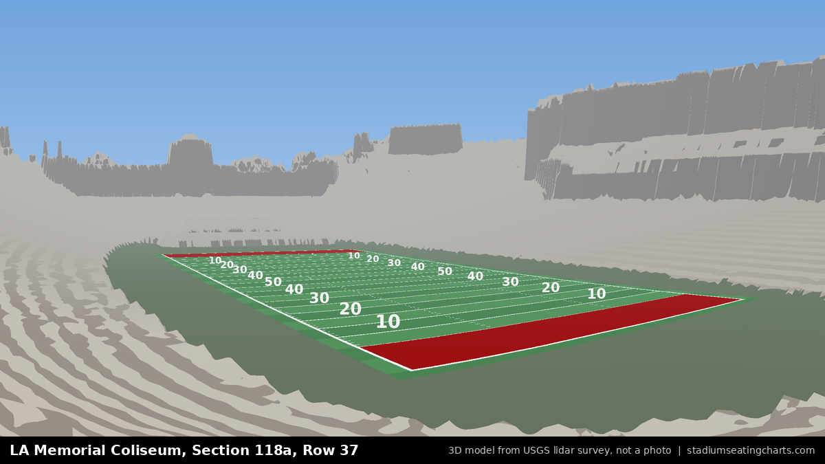 View from LA Memorial Coliseum Section 118A, Row 37, looking toward the field