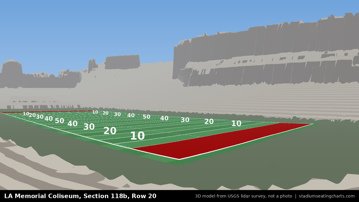View from LA Memorial Coliseum Section 118B, Row 20, looking toward the field