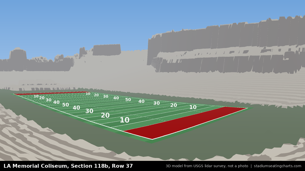 View from LA Memorial Coliseum Section 118B, Row 37, looking toward the field