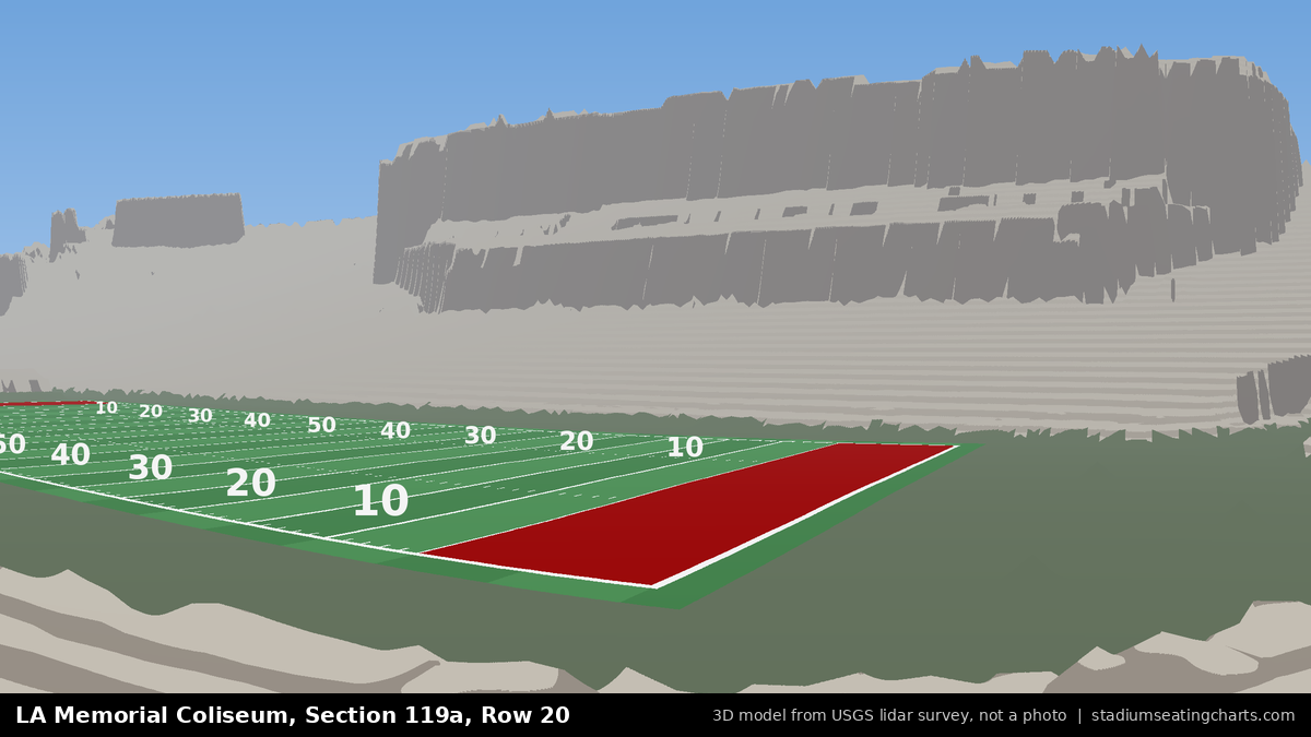 View from LA Memorial Coliseum Section 119A, Row 20, looking toward the field