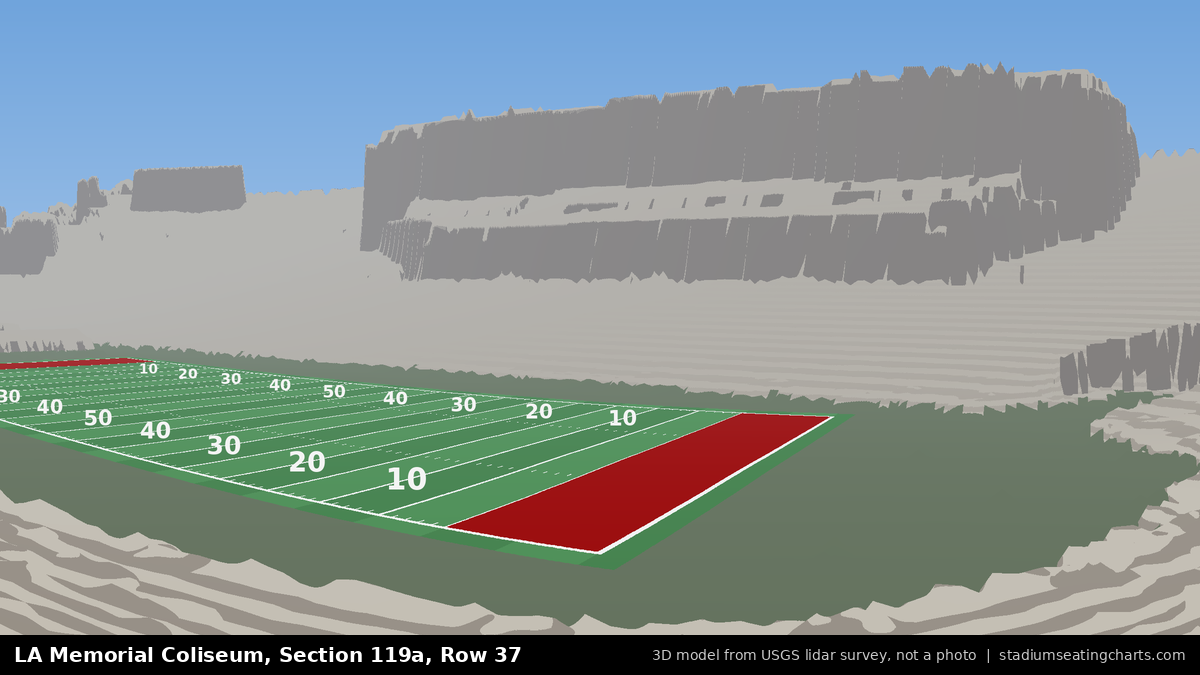 View from LA Memorial Coliseum Section 119A, Row 37, looking toward the field
