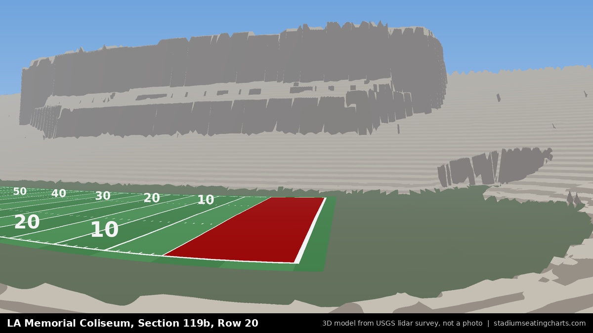 View from LA Memorial Coliseum Section 119B, Row 20, looking toward the field