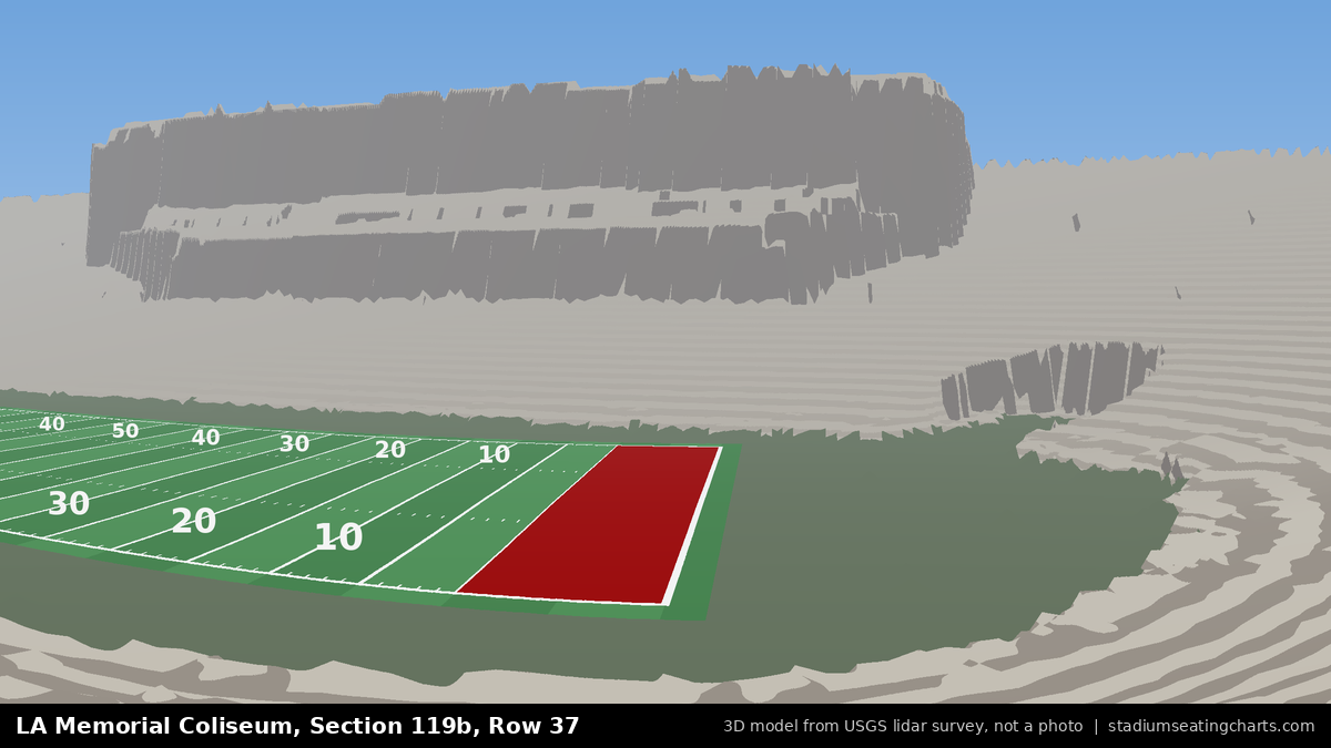 View from LA Memorial Coliseum Section 119B, Row 37, looking toward the field