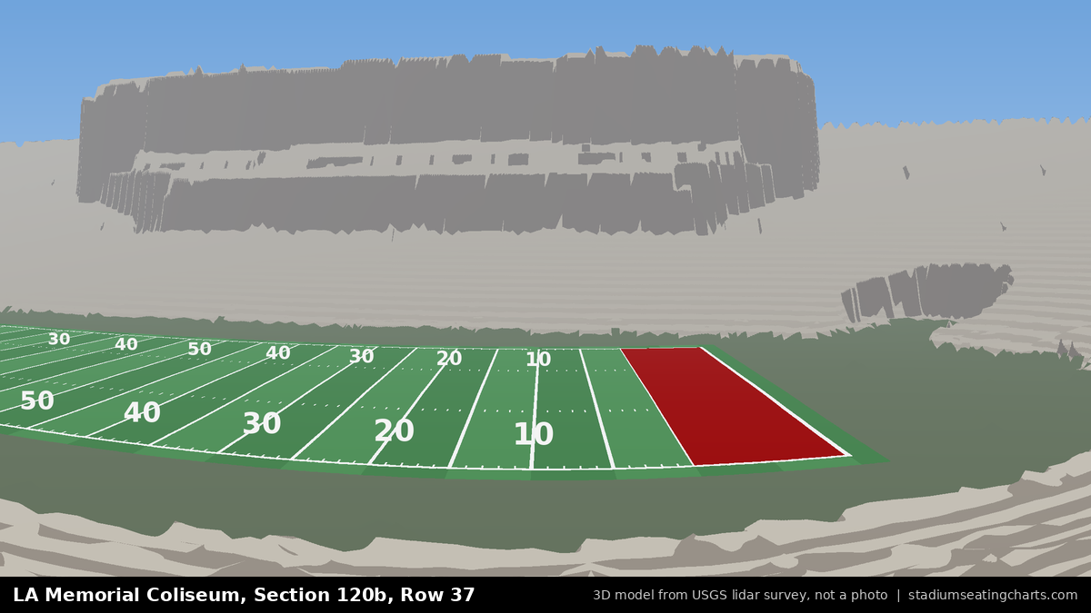 View from LA Memorial Coliseum Section 120B, Row 37, looking toward the field