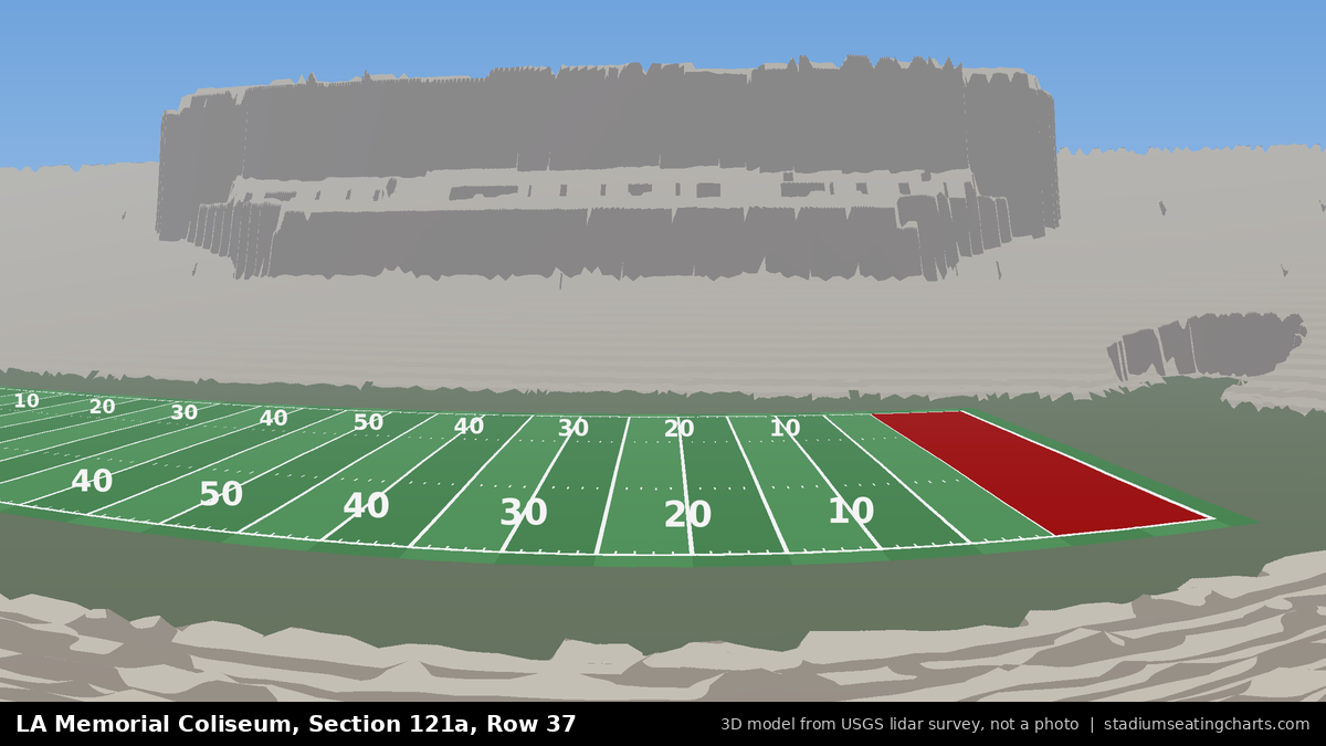 View from LA Memorial Coliseum Section 121A, Row 37, looking toward the field
