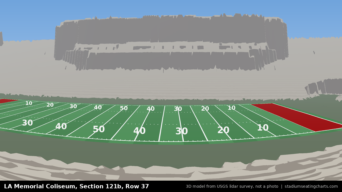 View from LA Memorial Coliseum Section 121B, Row 37, looking toward the field