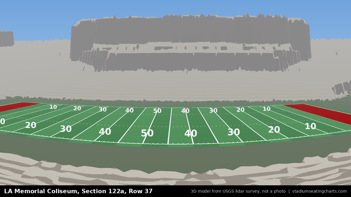View from LA Memorial Coliseum Section 122A, Row 37, looking toward the field